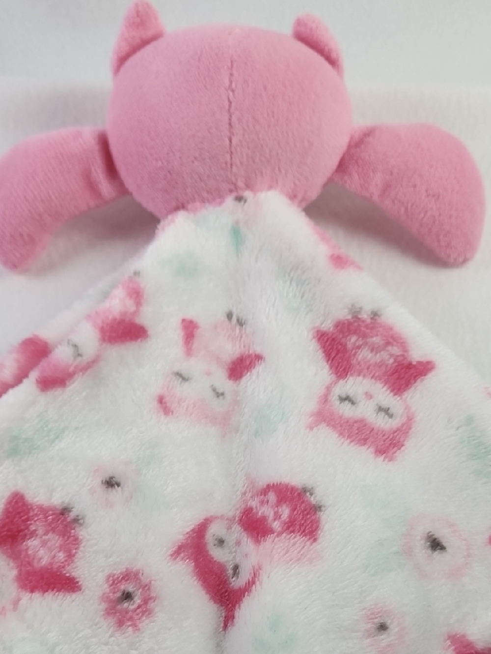 Plush Pink Owl Security Lovey Minky Blanket - Soft Snuggle Toy - Picture 4 of 7